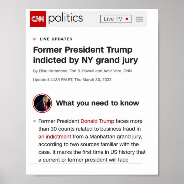 Ex-Presidente Trump Indicado Poster (Frente)