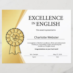 Excelência Dourada no Prêmio de certificados em in