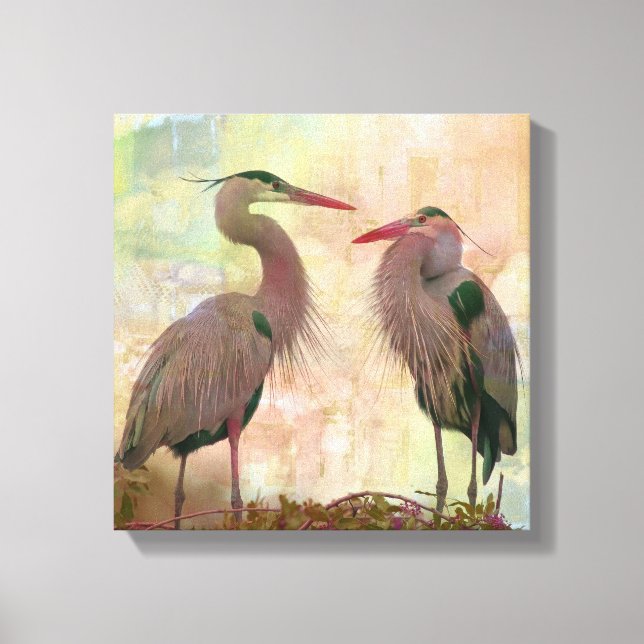 Excelente Azul Heron Pair Digital Art Canvas Impre (Frente)