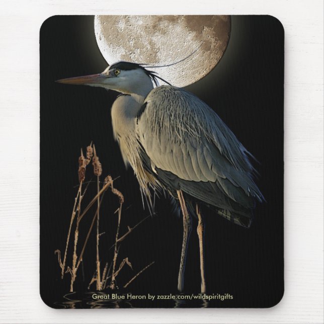 EXCELENTE BLUE HERON & MOON Mousepad (Frente)
