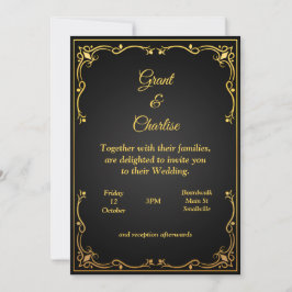 Excelente convite de casamento, dourado e preto