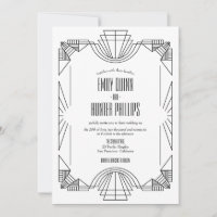 Excelente de Arte Gatsby Convite para Casamento de