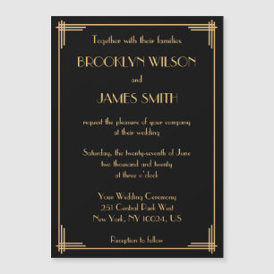 Excelente de arte preta Gatsby Convites de casamen