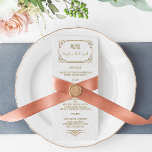 Excelente Dourado Gatsby White Art Deco 20s Menu C