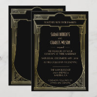 Excelente Gatsby Art Deco Casamento Convite