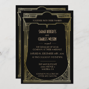 Excelente Gatsby Art Deco Casamento Convite