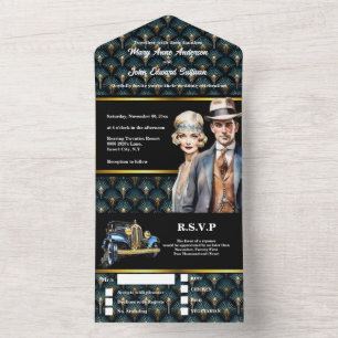 Excelente Gatsby art deco casamento noivo de 1920