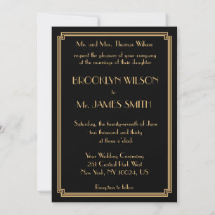 Excelente Gatsby Art Deco Convites de casamento Do