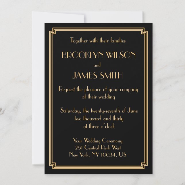 Excelente Gatsby Art Deco Convites de casamento Do (Frente)