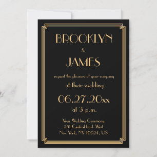 Excelente Gatsby Art Deco Convites para Casamento