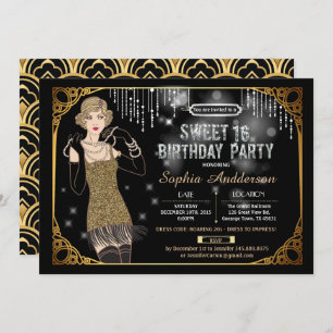 Excelente Gatsby doce convite de aniversário 16