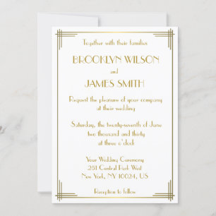 Excelente Gatsby Dourados Art Deco Convites de cas