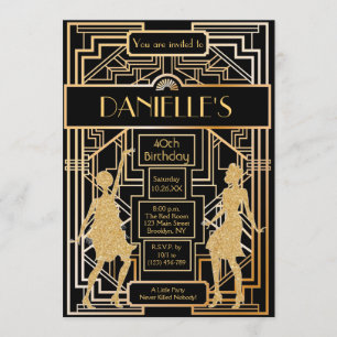 Excelente Gatsby Inspirou Art Deco Convite De Aniv