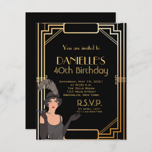 Excelente Gatsby Inspirou Art Deco Convite De Aniv