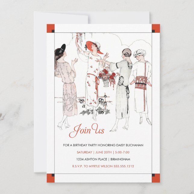 Excelente Gatsby inspirou convite (Frente)