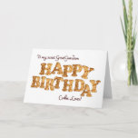 Excelente Grandson, um cartão de aniversário para<br><div class="desc">Um cartão de aniversário divertido para aquele que ama biscoitos e as coisas doces na vida. Cartas formadas por biscoitos fazem as palavras Feliz Aniversário. Dentro é um biscoito com uma mordida e um verso engraçado.</div>