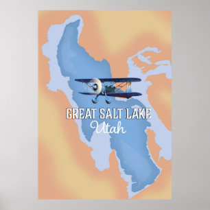 Excelente Salk Lake Utah, Poster de viagens do map