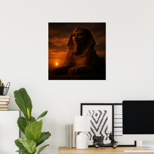Excelente Sphinx Sunset Egípcio Landscape Poster