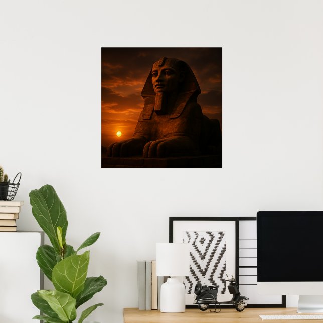 Excelente Sphinx Sunset Egípcio Landscape Poster (Escritório em casa)