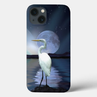 Excelente White Egret, Lua e Água Willife Art 3°