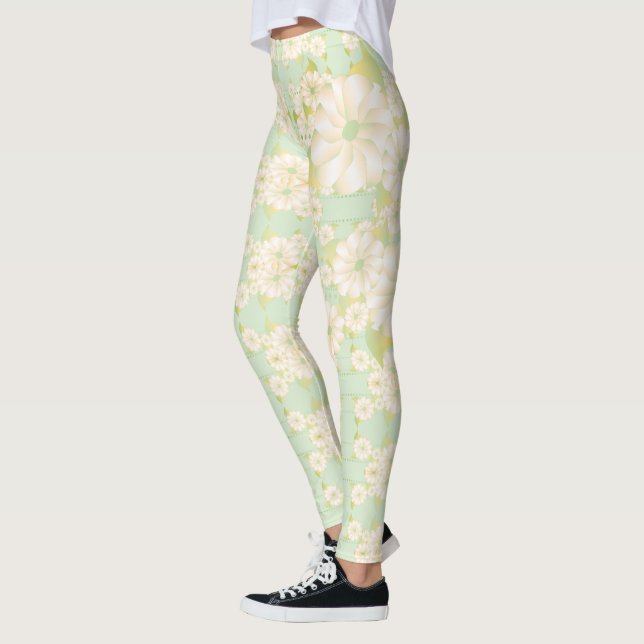 Excelentes Olhando Meninas Flores Leggings (Esquerda)