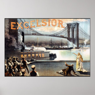 Excelsior Poster 1883 Ponte Brooklyn Nova Iorque