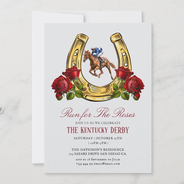 executar para o Convite de festas Derby de rosas (Frente)