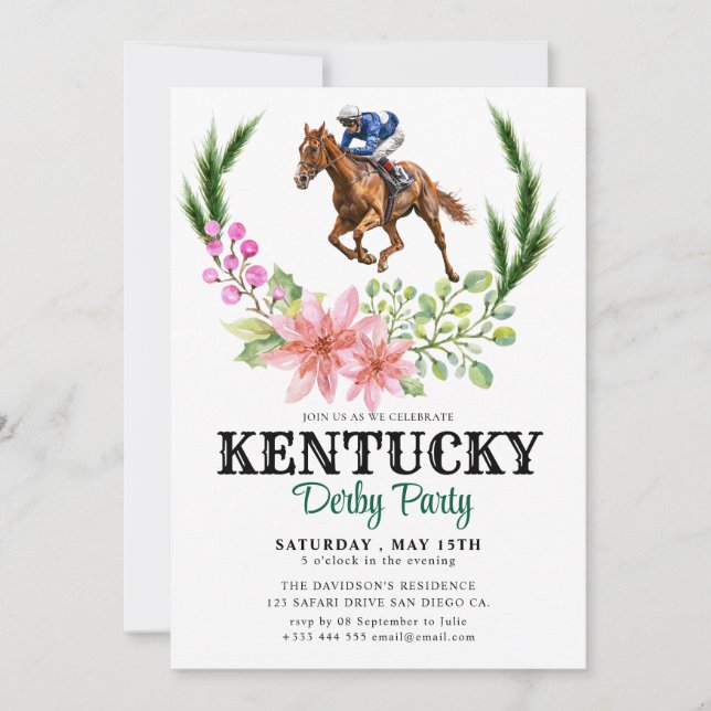 executar para o Convite de festas Derby de rosas (Frente)