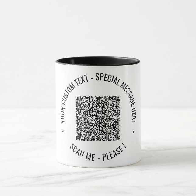 Exemplo de Caneca de Café com Código QR e Texto Pe (Centro)