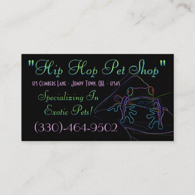 Exemplo de Cartão de visita de Sapo de de árvore4 (Frente)