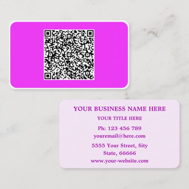 Exemplo de cartões de visita com código QR de desi (Frente/Verso)