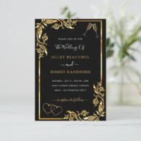 Exemplo de Convite Dourado Preto para Casamento co