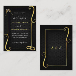 Exemplo de Convite para Casamento Dourado e Preto