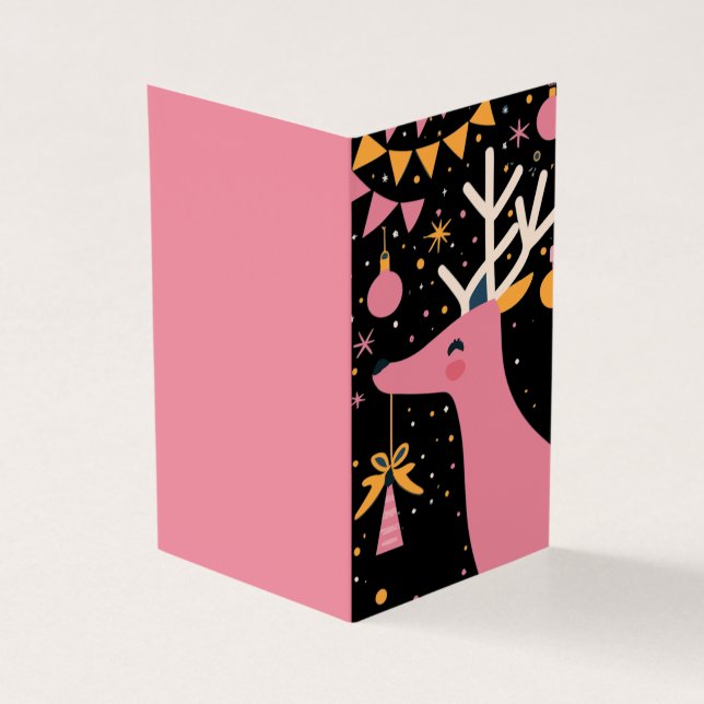 Exemplo festivo de rena rosa-de-Natal feliz (Exterior)