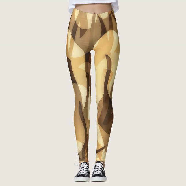 Exercícios de leggings de arte mocha e tan (Frente)