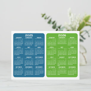 Exibição de Calendário de 2 Anos - verde azul