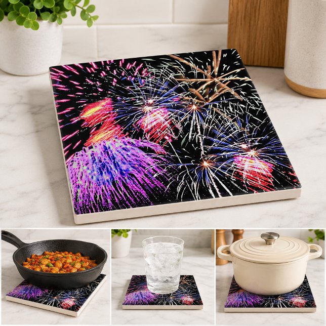 Exibição de Fogos de Artifício (Fireworks Display Ceramic Tile)