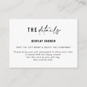 Exibir Inserção do Chuveiro e Etiqueta de presente