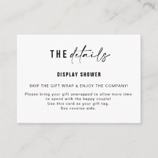 Exibir Inserção do Chuveiro e Etiqueta de presente