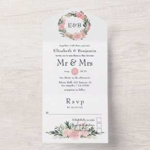 Exótico Monograma de Casamento de Flamingo Rosa Tr