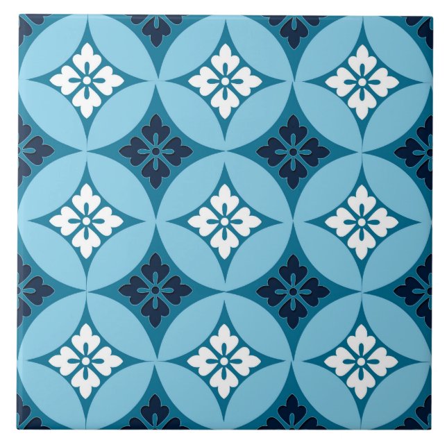 Expedição com Motif Flor, Azul e Branco (Frente)