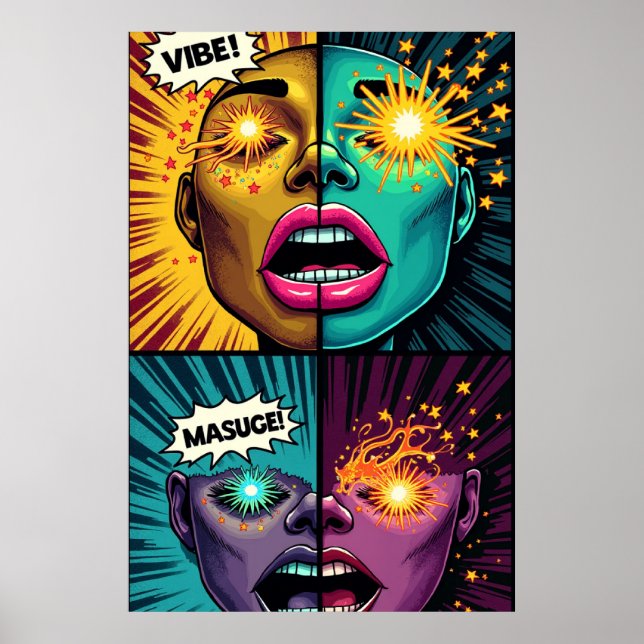Exploding Eyes Pop Art Poster (Frente)
