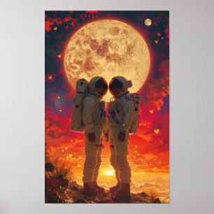 Exploradores espaciais na Poster do deserto