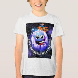 Explorando um planeta na época. Rapaz em um foguet