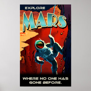 Explorar Mars - Poster de viagens Retroativo da NA