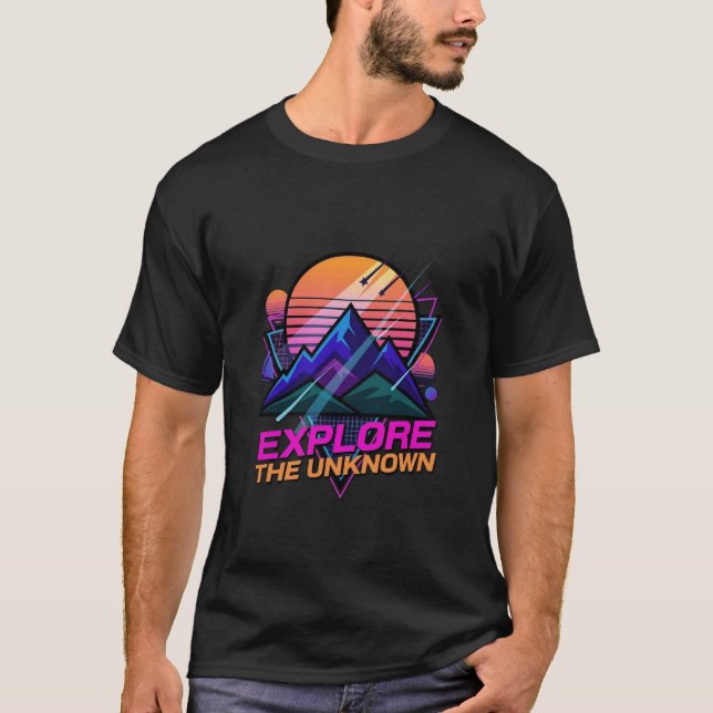Explore A Camisa Desconhecida – Espaço Futurista R (Frente)