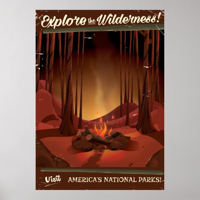 Explore a natureza! Poster de incêndio de campo (Frente)