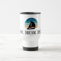 Explore. Sonho. Descubra. Caneca de viagem