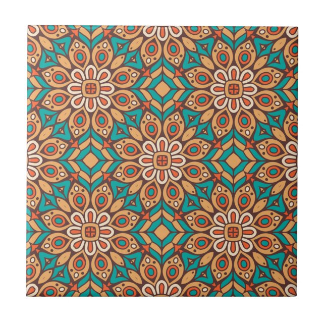 Explore Vibrant Floral Motifs in Geometric Pattern (Frente)