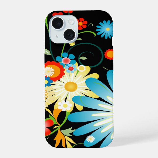 Explosão Floral de Cor em Preto (Verso)
